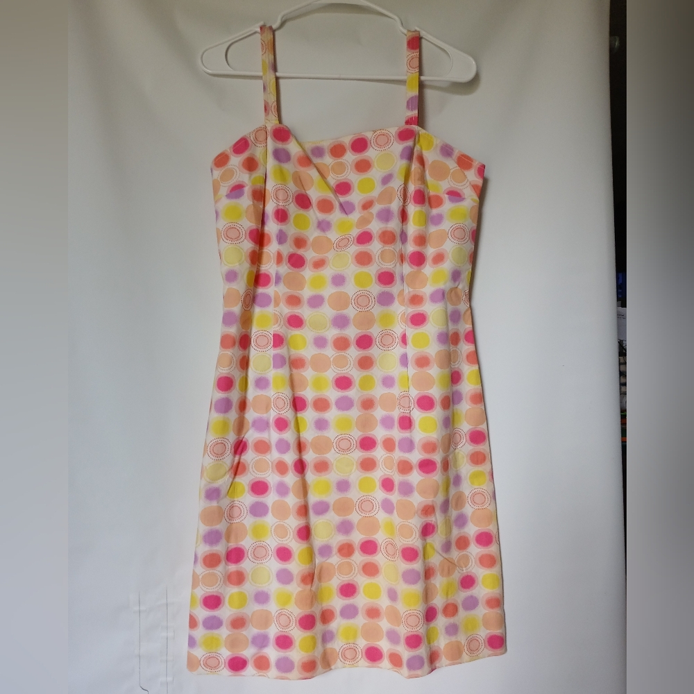 Rafaella Womens Dress Size 10 Printed Polka Dots Pink Yellow Purple Orange